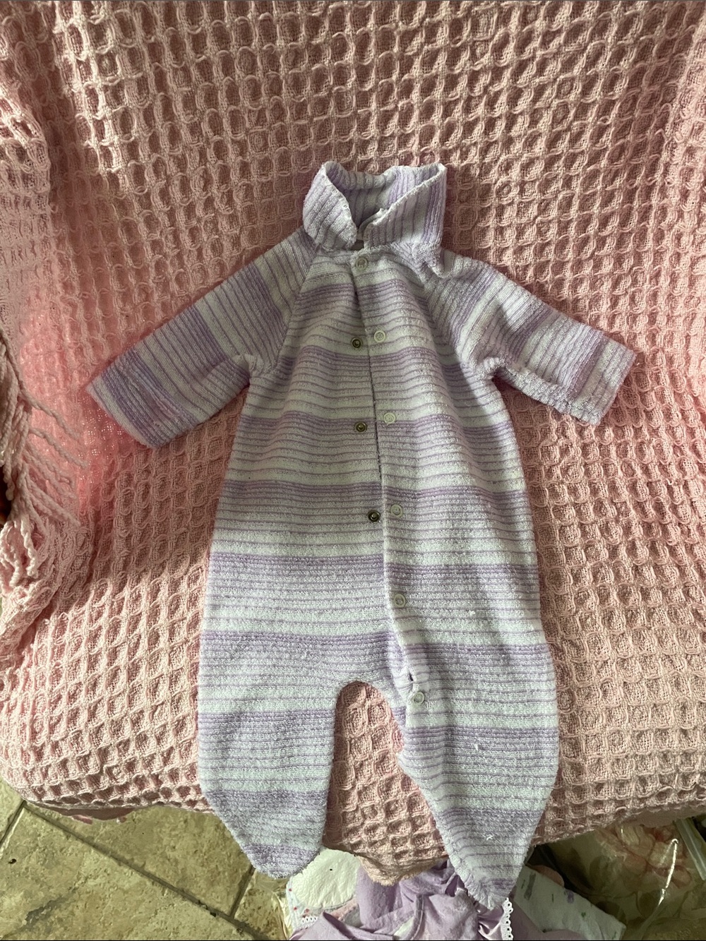 Lavender Stripe Footed One-Piece for Baby